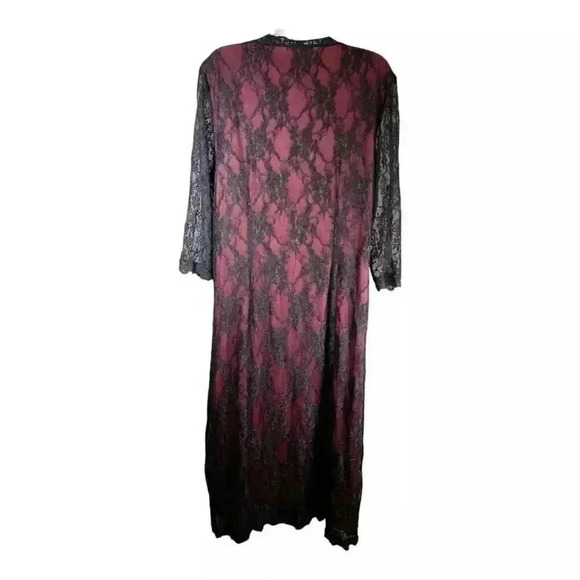 Kiyonna Lace Dress Faux Wrap Knee-Length Black Burgundy Women's 2X - Picture 2 of 5